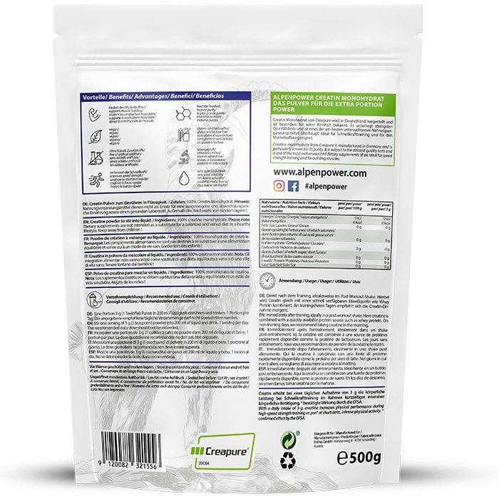AlpenPower Kreatyna Monohydrat Creapure 500 g