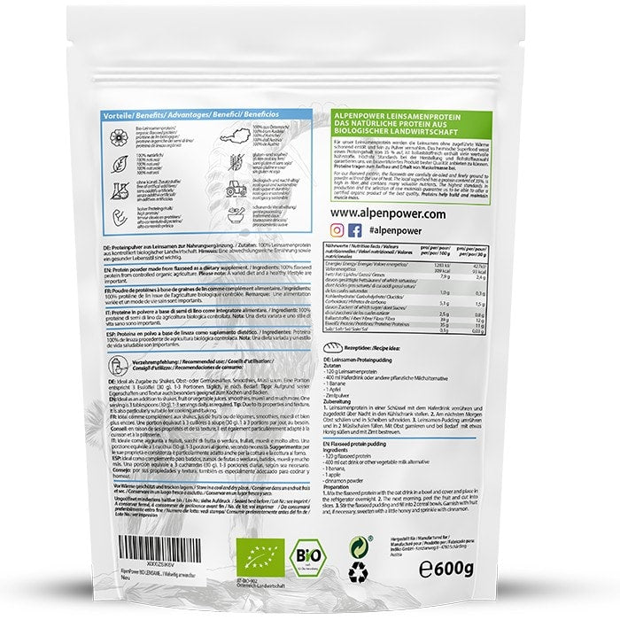 AlpenPower Bio Białko Lniane 600 g