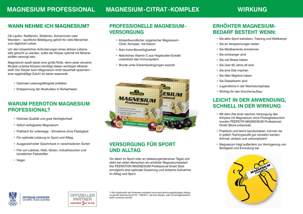 Peeroton MAGNESIUM Professional - Direkt Sticks -20 Stück Johannisbeere MHD 12-2026