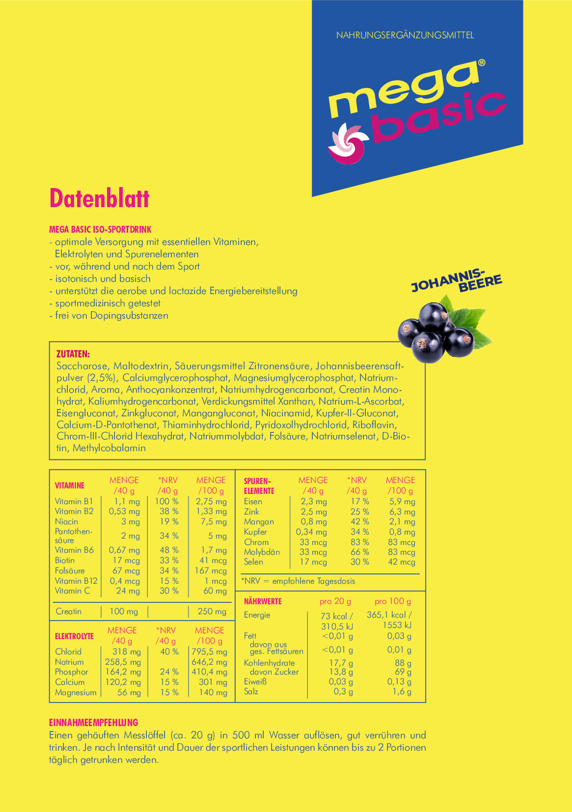 Mega Basic Hydratation Booster 400g Czarna Porzeczka