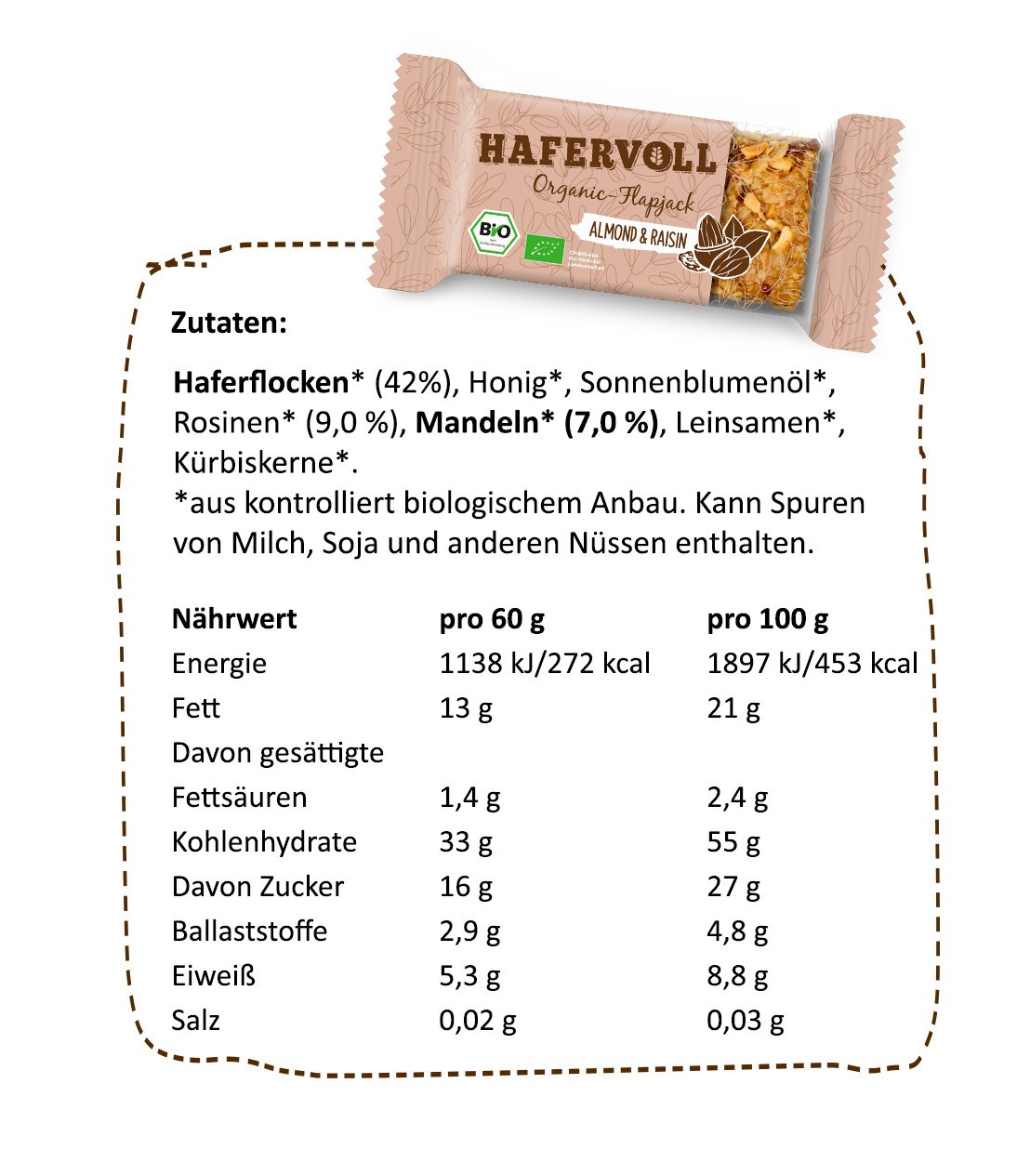 Hafervoll Organic Flapjack Riegel 5er Pack