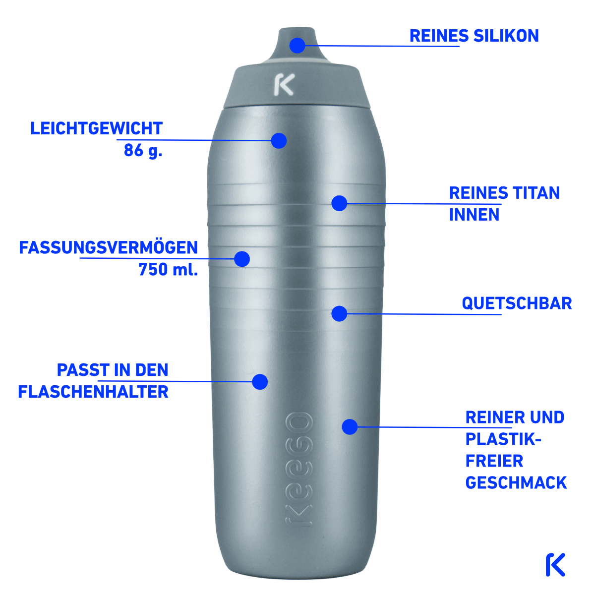 KEEGO Bidon Tytanowy 750ml Silver Stardust