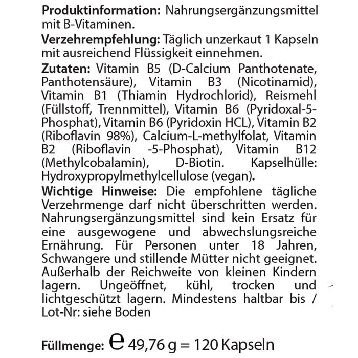 AlpenPower Kompleks witamin z grupy B - 120 kapsułek