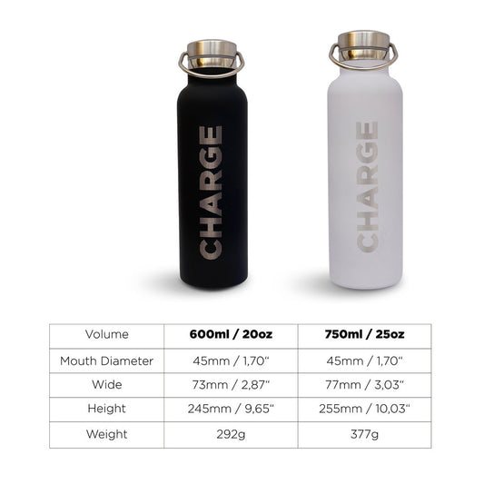 Butelka termiczna na napoje sportowe CHARGE ze stali nierdzewnej 750 ml biała