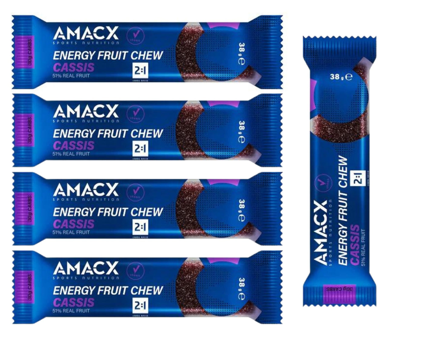 AMACX Energy Fruit Chew Batoniki owocowe w żelkach, zestaw 5 sztuk