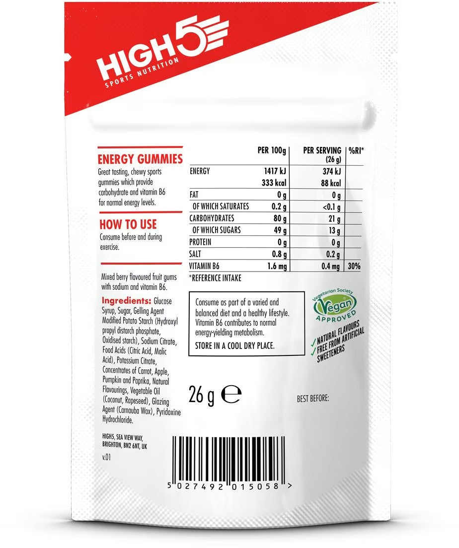 High5 Energy Gummies o smaku jagód leśnych, 5-pak