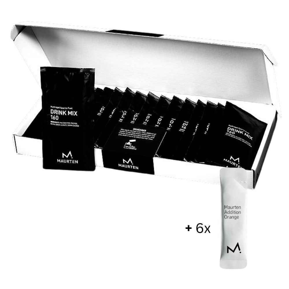 Maurten Drink Mix 160 saszetki 40 g, pudełko 18 sztuk + pudełko z próbkami smaków gratis