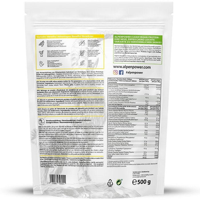 AlpenPower Clear Vegan Protein 500 g Cytryna