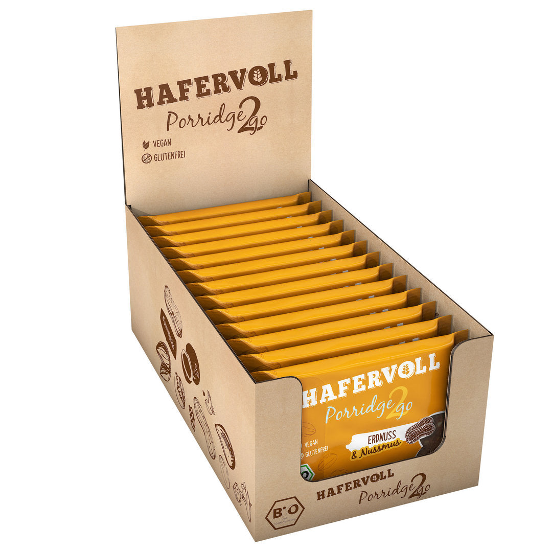 Hafervoll Porridge2go Wegański baton bio, pudełko 13 szt.