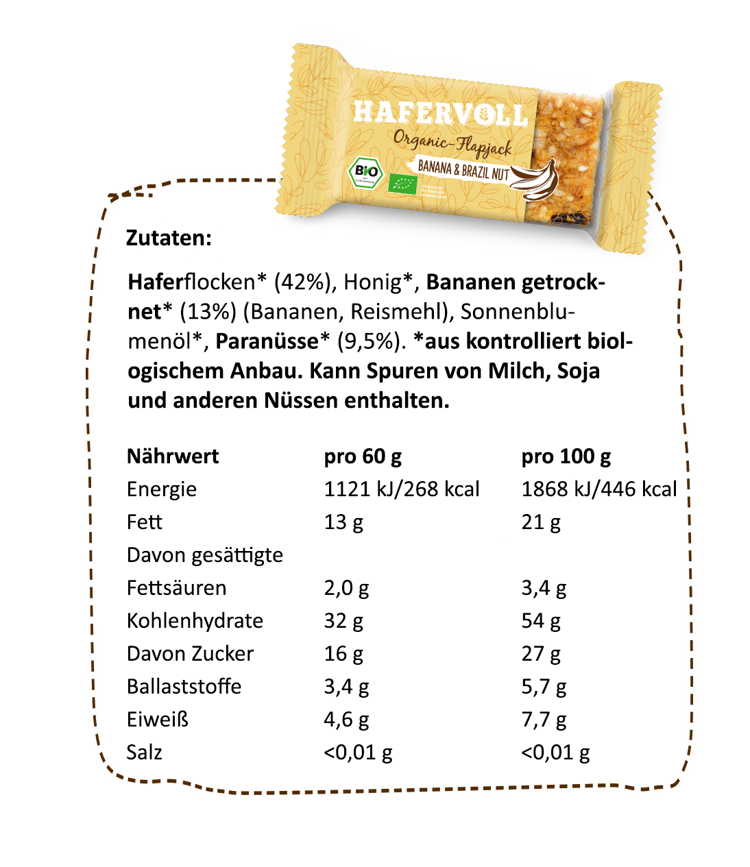Hafervoll Organic Flapjack Riegel 5er Pack