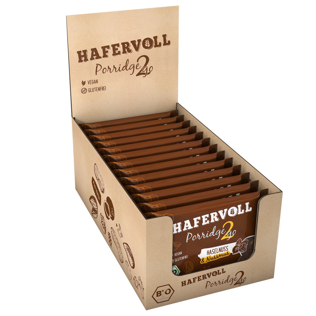 Hafervoll Porridge2go Wegański baton bio, pudełko 13 szt.