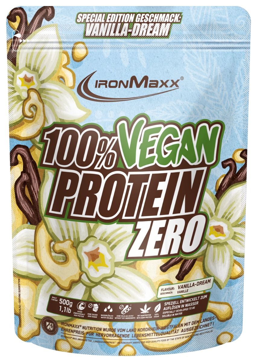 Ironmaxx 100% Wegańskie Białko Zero 500g Torebka stojąca