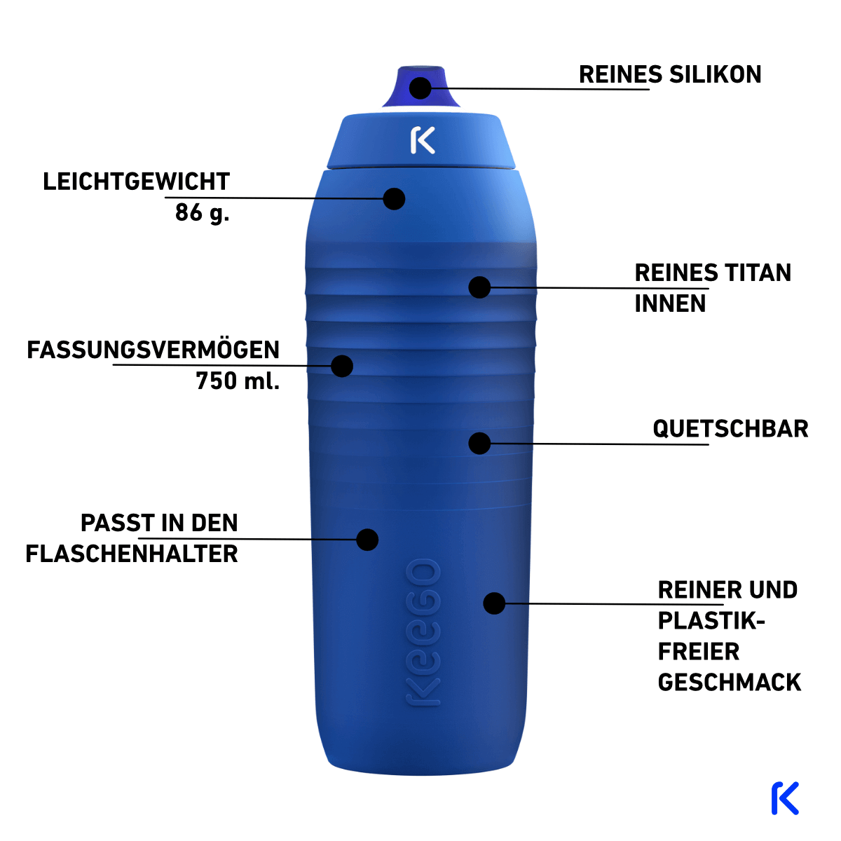 KEEGO Bidon Tytanowy 750 ml Electric Blue