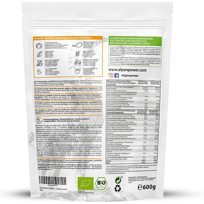 AlpenPower Bio białko z pestek dyni 600 g