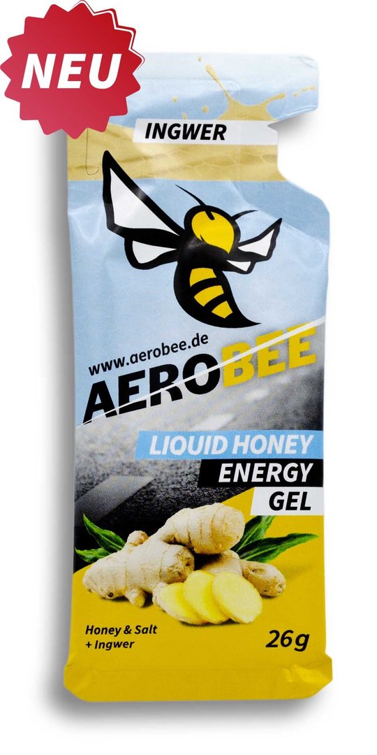 AEROBEE Energy Gel z Miodu PŁYNNE Opakowanie 10 szt. Imbir Data ważności 05-2026