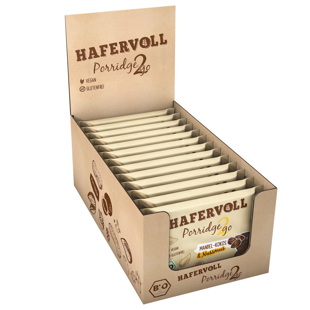Hafervoll Porridge2go Wegański baton bio, pudełko 13 szt.