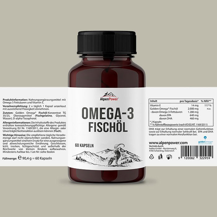 AlpenPower Omega 3 Olej rybi 60 kapsułek