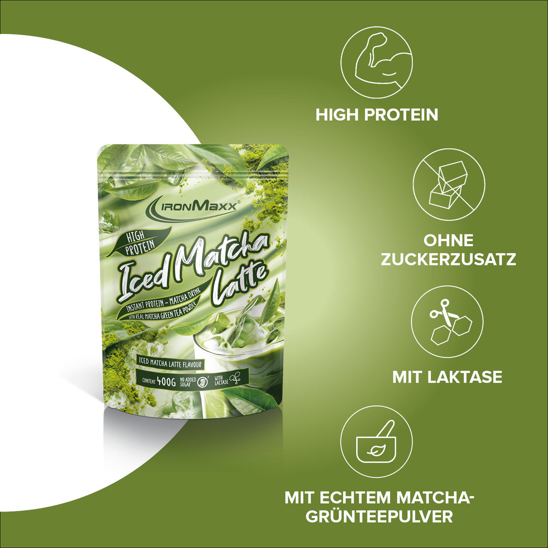 IronMaxx Iced Matcha Latte Protein Drink 400g