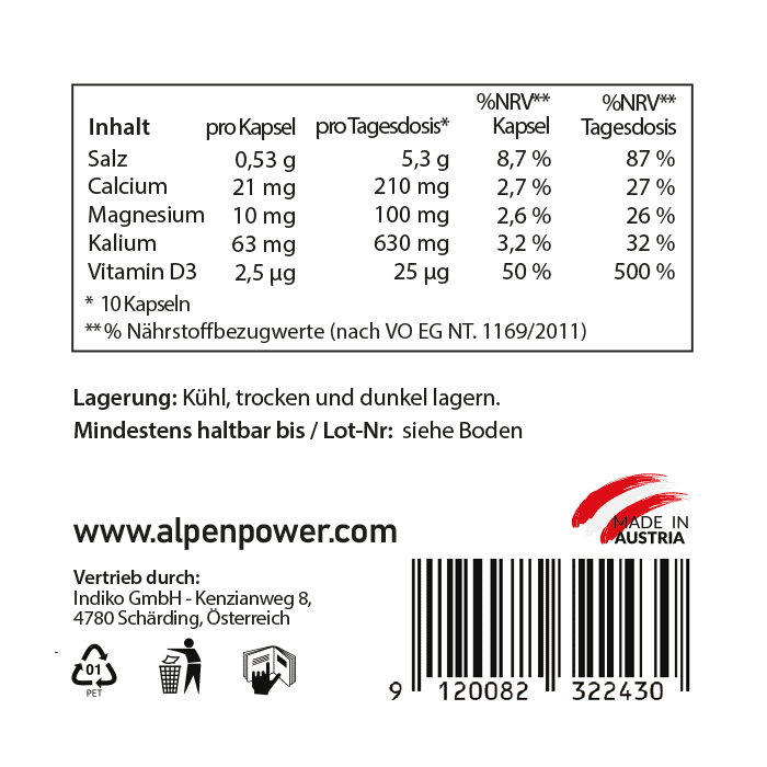 AlpenPower Sól - Kapsułki mineralne 100 kapsułek