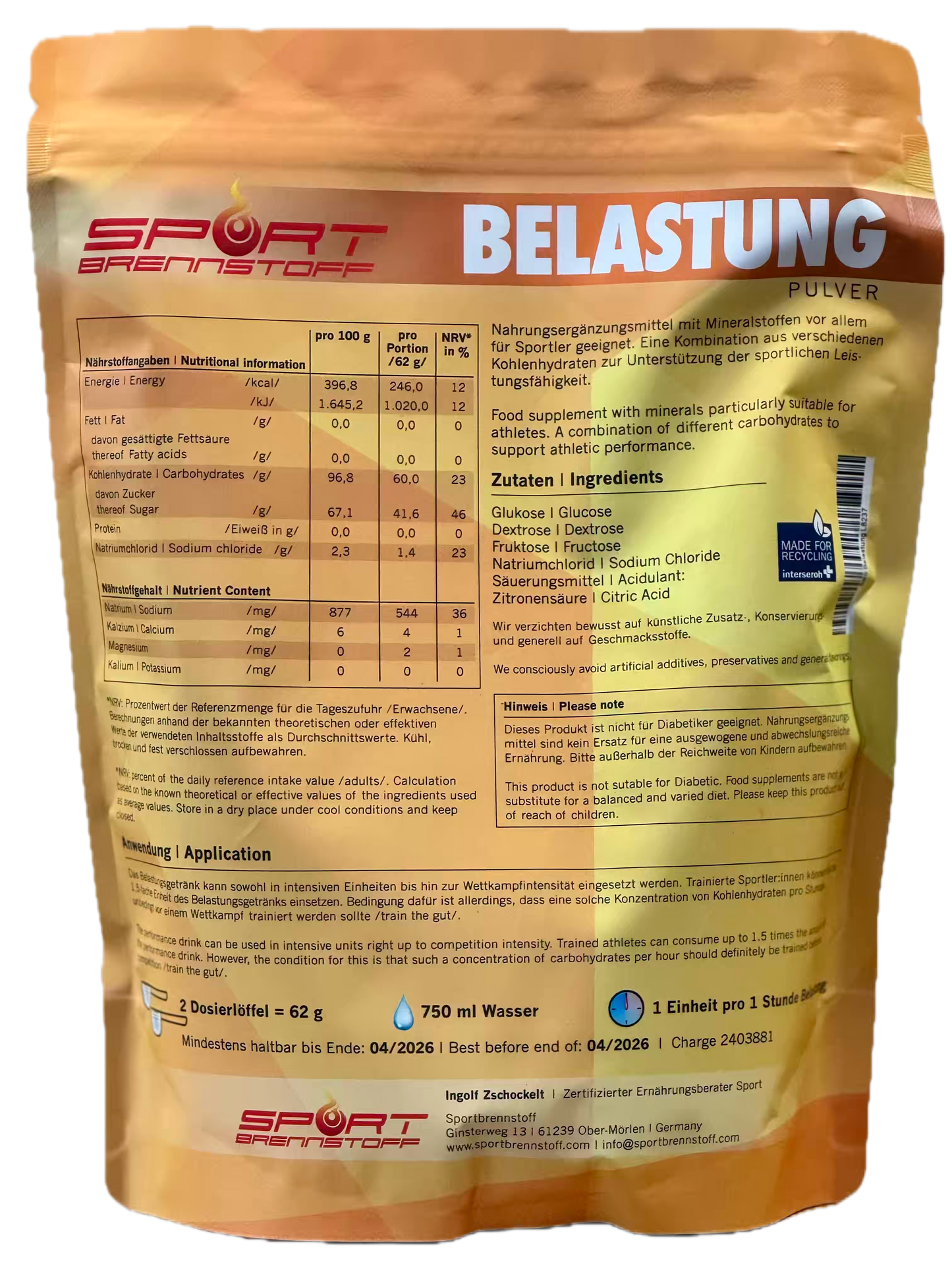 Sport Paliwo Obciążające Proszek 930g Worek