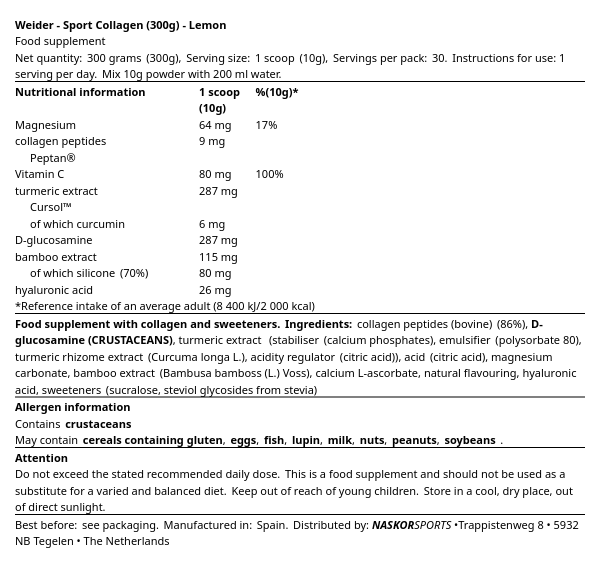 Weider SPORT Collagen 300g Puszka z proszkiem