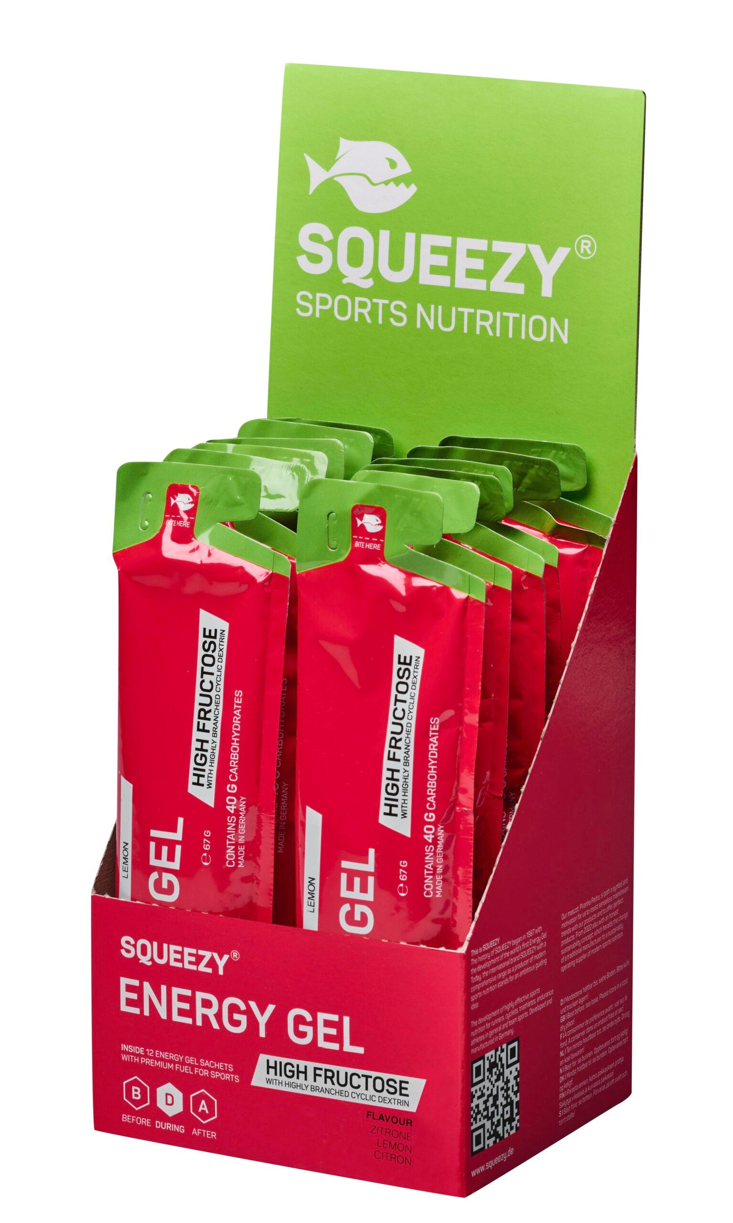 Squeezy Energy Gel - High Fructose - Lemon 12er Box