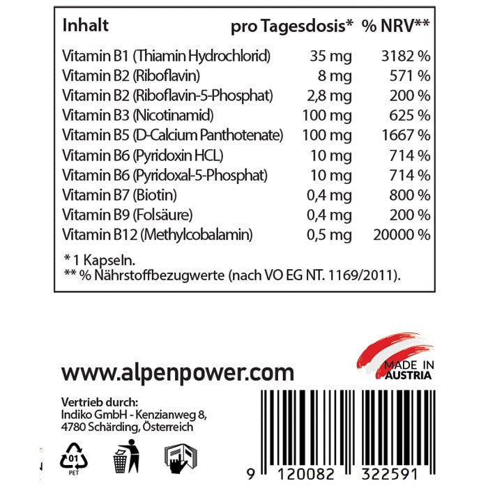 AlpenPower Kompleks witamin z grupy B - 120 kapsułek